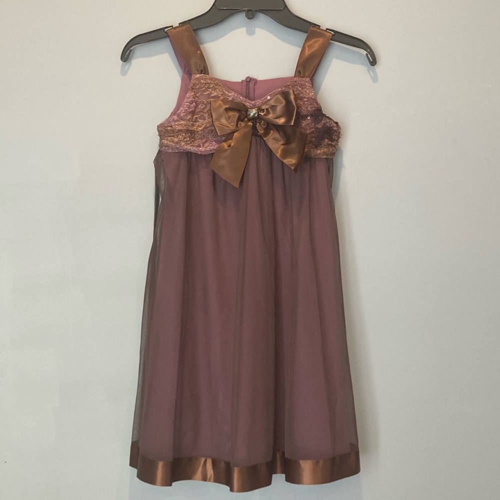 Bonnie Jean Iris & Ivy Size 8 Children’s Purple Bow Dress ☂️